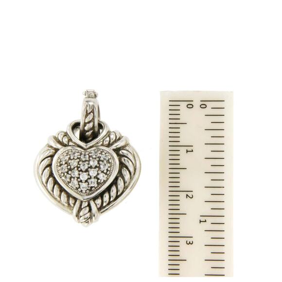 Judith Ripka Sterling Silver Cubic Zirconia Heart Pendant 4 Necklace - Picture 3 of 5